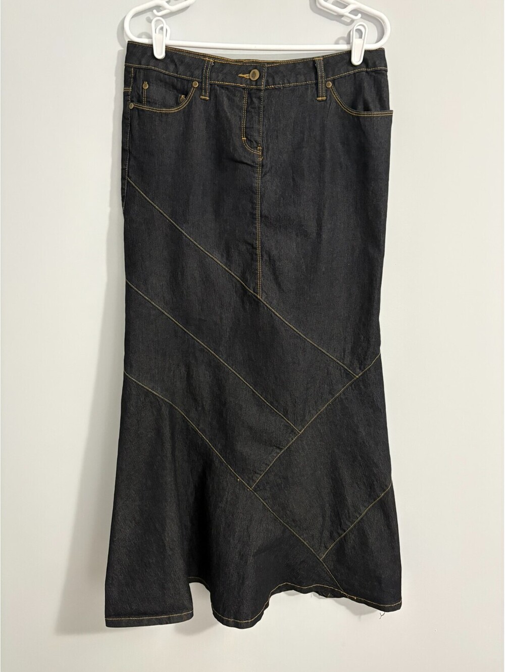 Denim Skirt Mermaid Trumpet Jean Dark Denim Size 10P Blue Maxi Y2K